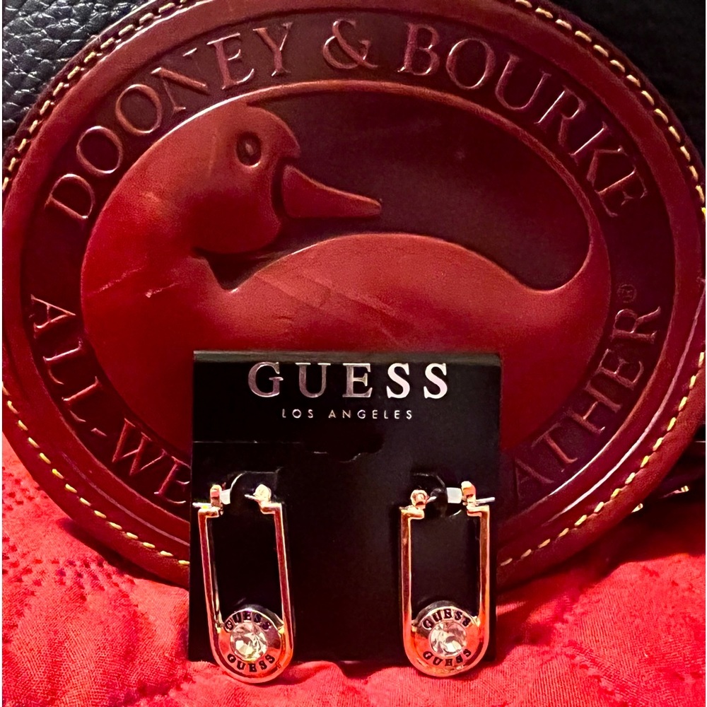 Guess Hoop Earrings with An Open Circle Stone